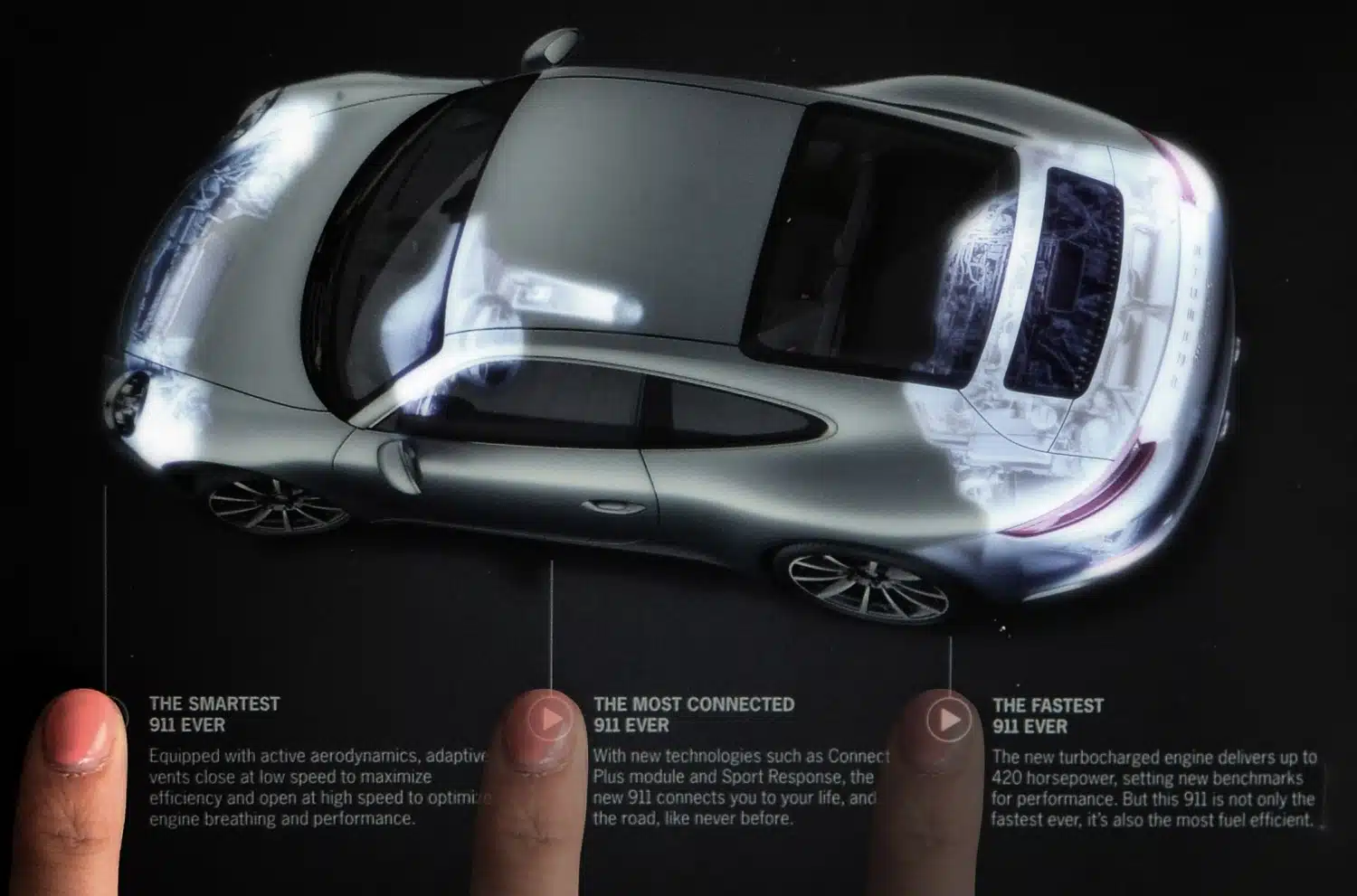 Porsche inova com holograma em anúncio impresso. 3 porsche-led