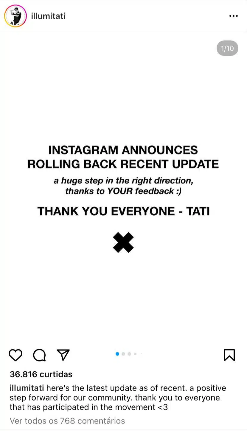 Instagram recua devido ao apelo dos usuários 2 image3 - instagram